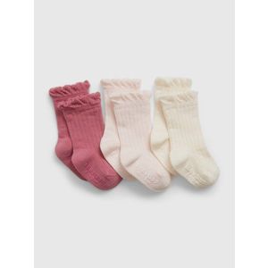 Sada tří párů holčičích ponožek v krémové a růžové barvě Gap obraz