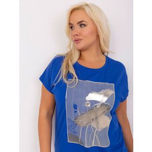 Kobaltově modrá dámská bavlněná halenka větší velikosti obraz