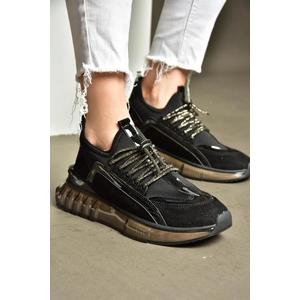 Fox Shoes R820201002 Black Suede Stone Detailed Sneakers Sneakers obraz