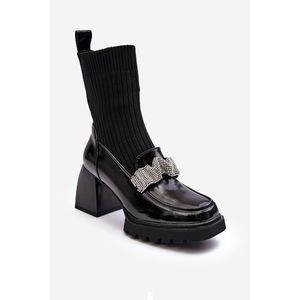Dámské kotníkové boty na vysokém podpatku D&A Black obraz