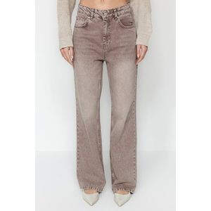 Trendyol Brown Pale Effect Vintage džíny s nízkým pasem a širokými nohavicemi obraz