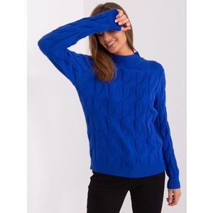 Kobaltově modrý kabelový pletený svetr obraz