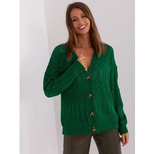 Tmavě zelený dámský svetr na knoflíky obraz
