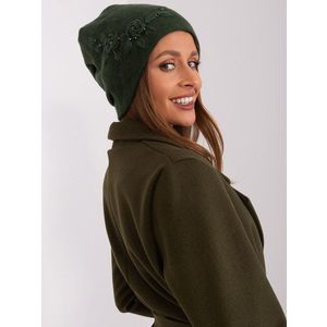 Tmavě zelená dámská pletená čepice obraz