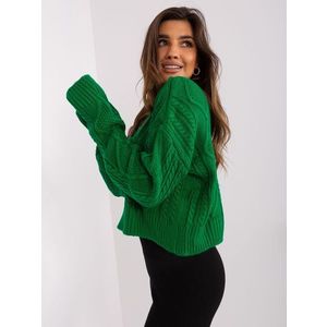 Zelený volný svetr s kabely obraz