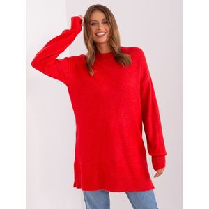 Červený oversize svetr s kulatým výstřihem obraz