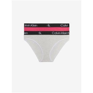 Sada dvou dámských kalhotek v tmavě růžové a světle šedé barvě 2PK Calvin Klein Underwear obraz