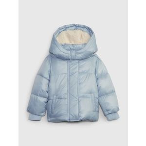Světle modrá dětská zimní prošívaná bunda s kapucí GAP obraz