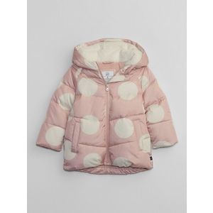Růžová holčičí zimní prošívaná bunda s puntíky GAP obraz