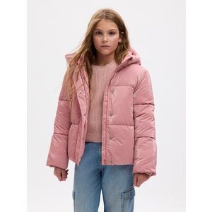 Růžová holčičí zimní prošívaná bunda s kapucí GAP obraz