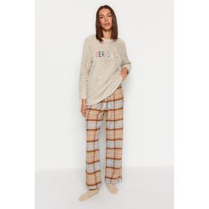 Trendyol Brown-Multicolor Premium Cotton Plaid Woven Pajama Bottoms obraz