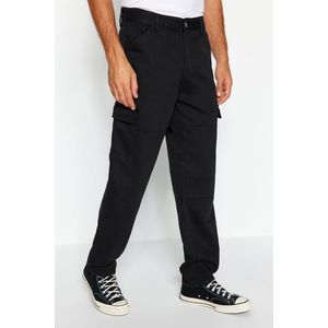 Trendyol Black Pocketed Woven Regular Fit Cargo Trousers obraz
