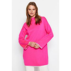 Trendyol růžový španělský pletený svetr s vysokým výstřihem obraz