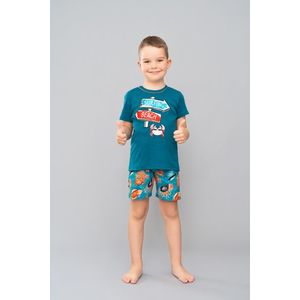 Chlapecké pyžamo Crab, krátký rukáv, krátké kalhoty - modrozelená/potisk obraz