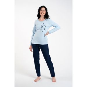Dámské pyžamo Arietta, dlouhý rukáv, dlouhé kalhoty - modrá/námořnická modrá obraz