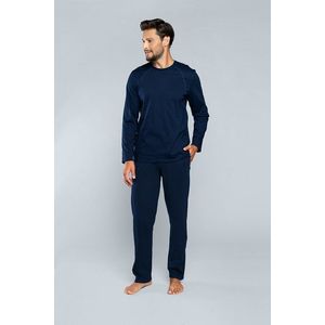 Pánské pyžamo Niko, dlouhý rukáv, dlouhé kalhoty - tmavě modrá obraz