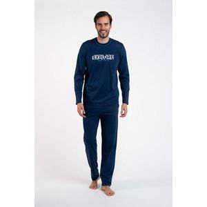 Pánská pyžama s dlouhým rukávem, dlouhými kalhotami - tmavě modrá obraz