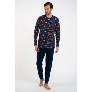 Pánské pyžamo Witalis, dlouhý rukáv, dlouhé nohavice - potisk/námořnická modř obraz