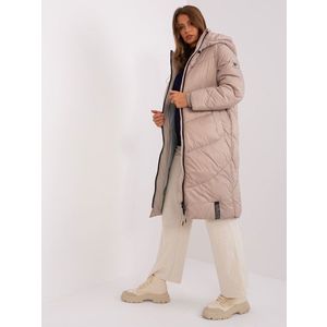 Tmavě béžová zimní bunda s kapucí SUBLEVEL obraz