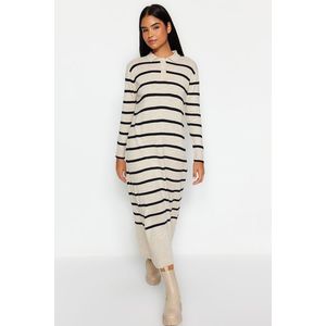 Trendyol Indigo Polo Neck Striped Knitwear Dress obraz