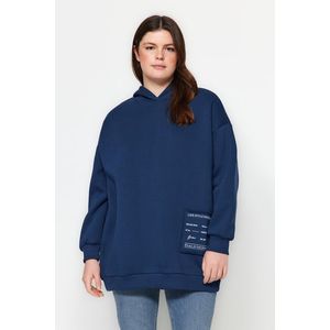 Trendyol Curve Indigo Embroidery Detailed Oversize Knitted Sweatshirt obraz