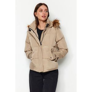 Trendyol Beige Oversize Für Coat s kapucí, vodoodpudivý nafukovací kabát obraz