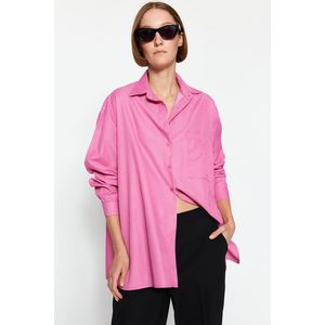 Trendyol Pink Oversize Wide Fit Striped Woven Shirt obraz