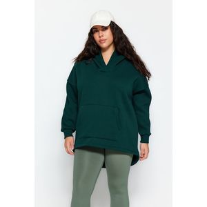 Trendyol Curve Emerald Green Thick Fleece Oversize Knitted Sweatshirt obraz