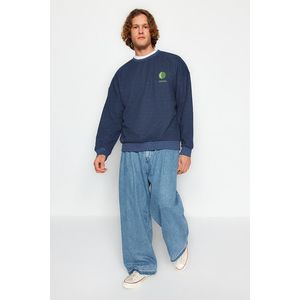 Trendyol Indigo Oversize/Wide-Fit Long Sleeve Embroidery Detail Sweatshirt obraz