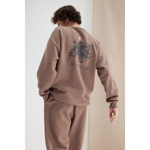 Trendyol Mink Oversize/Wide-Cut Gladiator Printed Sweatshirt obraz