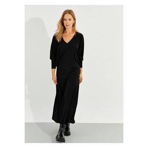 Cool & Sexy dámské černé midi šaty s netopýřím rukávem obraz