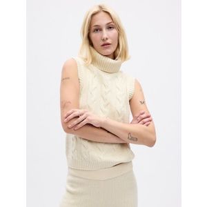 Béžová dámská svetrová vesta s rolákem GAP obraz