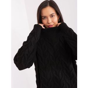 Černý dámský pletený svetr s rolákem obraz
