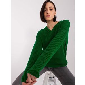 Tmavě zelený dámský oversize svetr s vlnou obraz