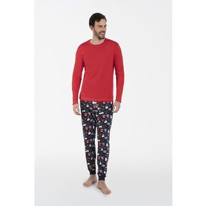 Pánské pyžamo Rojas dlouhé rukávy, dlouhé nohavice - červená/potisk obraz