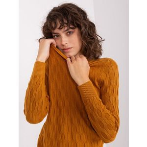 Klasický pletený svetr z hořčice obraz