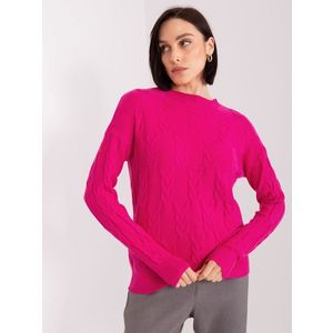 Fuchsiový pletený svetr s kabely obraz