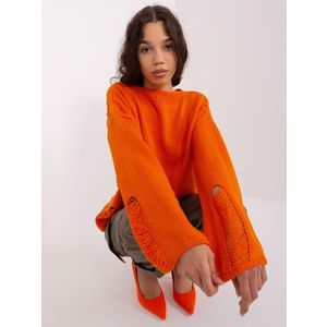 Oranžový oversize svetr s širokými rukávy obraz