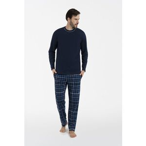 Pánské pyžamo Ruben, dlouhý rukáv, dlouhé kalhoty - tmavě modrá/potisk obraz