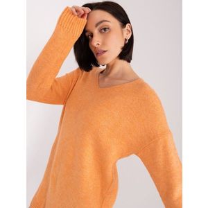 Světle oranžový dámský oversized svetr s dlouhým rukávem RUE PARIS obraz