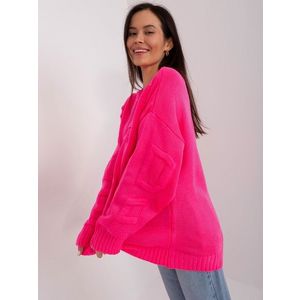 Fluo růžový oversize svetr s kulatým výstřihem obraz