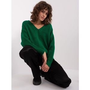 Tmavě zelený dámský klasický pletený svetr obraz