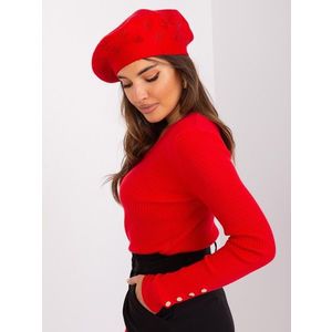 Červený dámský baret s aplikací obraz
