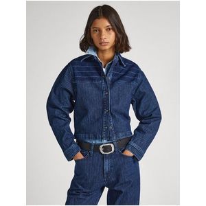 Modrá dámská proužkovaná džínová bunda Pepe Jeans Mika Stripe obraz