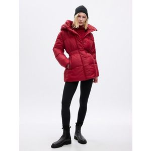 Červená dámská zimní prošívaná bunda s kapucí GAP PrimaLoft® obraz