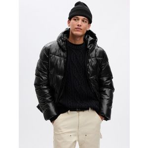 Černá pánská zimní prošívaná bunda s kapucí GAP PrimaLoft® obraz