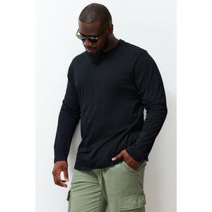 Trendyol Black Plus Size Pohodlné tričko s dlouhým rukávem ze 100% bavlny Regular / Regular Fit obraz