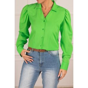 Dámská zelená košile Armonika s melounovými rukávy a přiléhavým střihem obraz