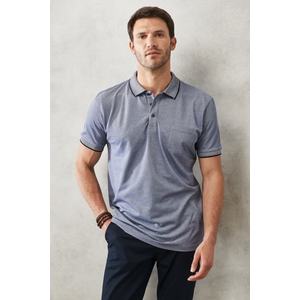 ALTINYILDIZ CLASSICS Pánské nesmršťovací bavlněné tkaniny Regular Fit Relaxed Fit Navy Blue Roll-Up Polo Neck Pocket T-Shirt obraz