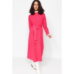 Trendyol růžové kotníkové plisované pletené šaty obraz
